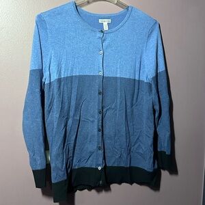 Croft & Barrow Blue Color Block Cardigan